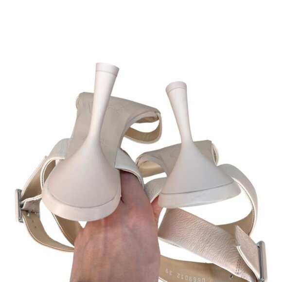 🤍 AGL Neutral Rebecca Heeled Sandals Size 39 Adjustable Buckle Stiletto Heels - Picture 5 of 7